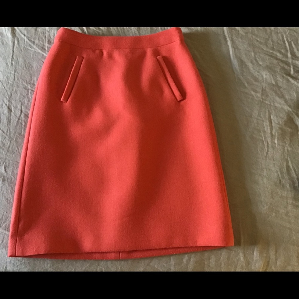 Jcrew wool pencil skirt-coral color